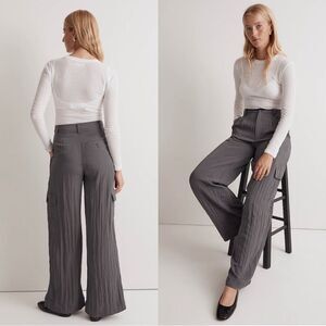 Madewell The Tall Harlow High Rise Wide-Leg Cargo Trouser Pant Gray Size 0 NM358